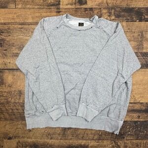 Needles Japanese Grey Crewneck Sweatshirt Raglan Sleeve Cotton L Made in Japan